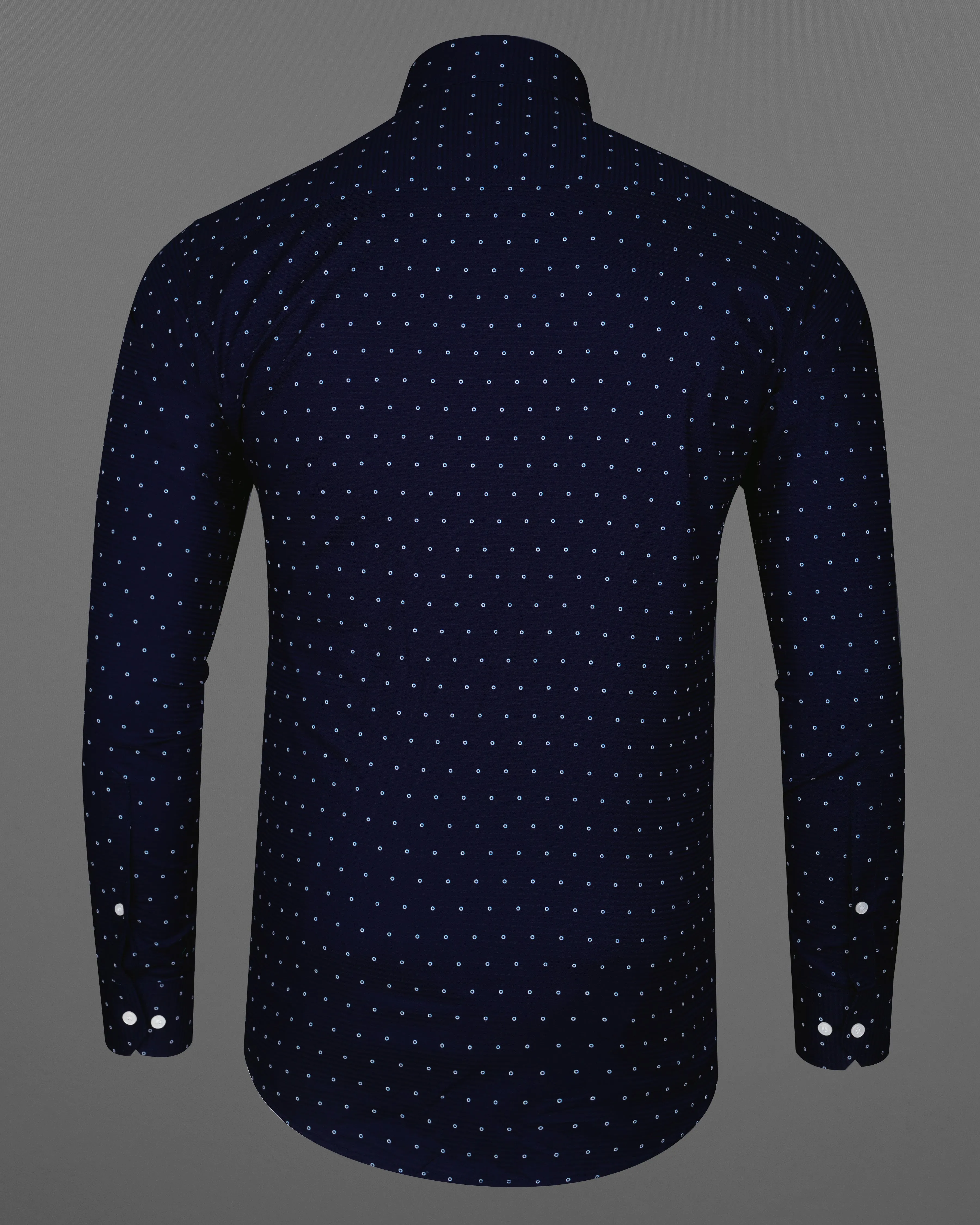 Baltic Navy Blue and White Printed Dobby Textured Premium Giza Cotton Shirt