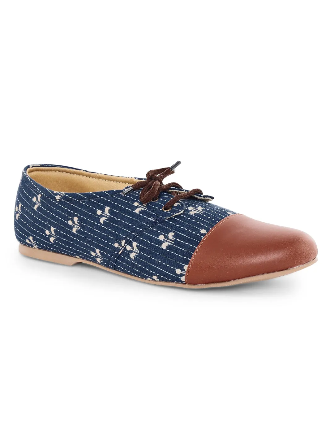 Blue Block Cap Toe Oxfords