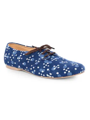 Blue Dabu Print Casual Oxfords