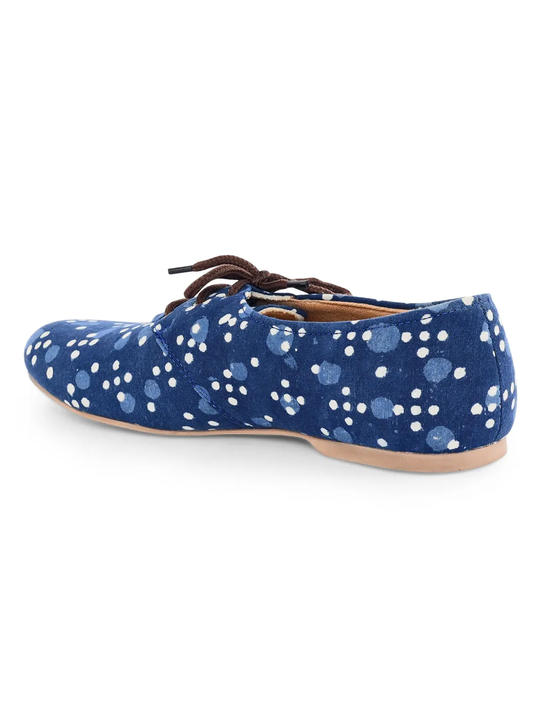 Blue Dabu Print Casual Oxfords