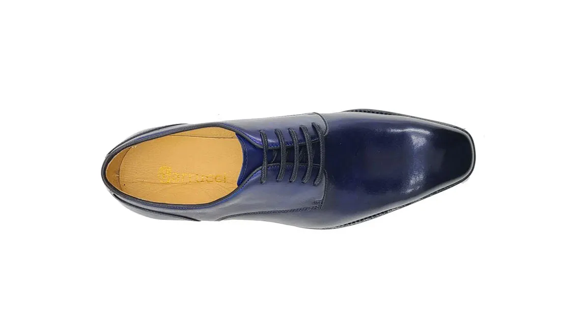 Burnished Calfskin Lace-Up Shoe Blue