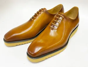 Burnished Calfskin Lace-Up Shoe Cognac