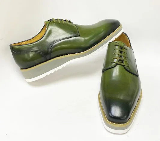 Burnished Calfskin Lace-Up Shoe Green