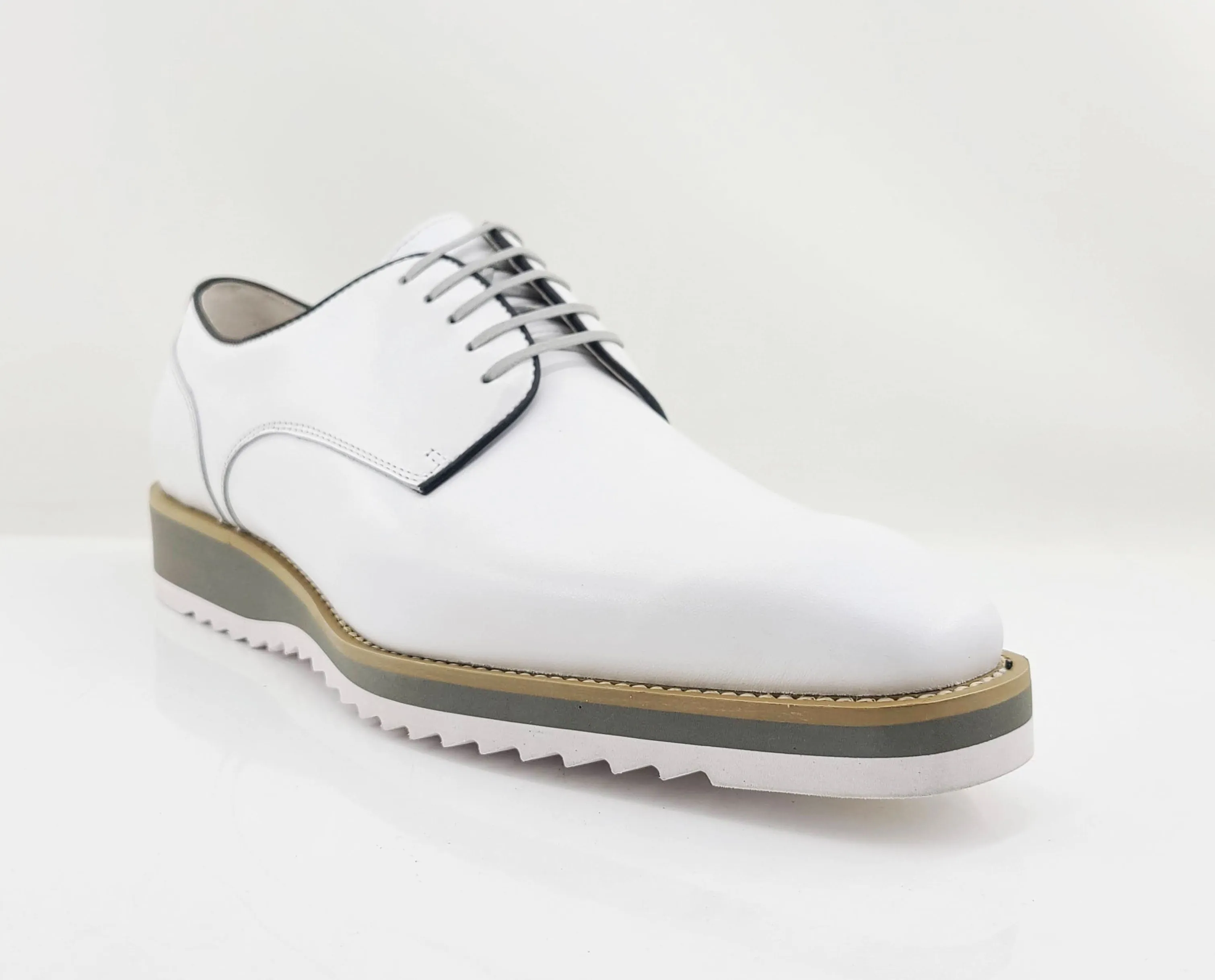 Burnished Calfskin Lace-Up Shoe White