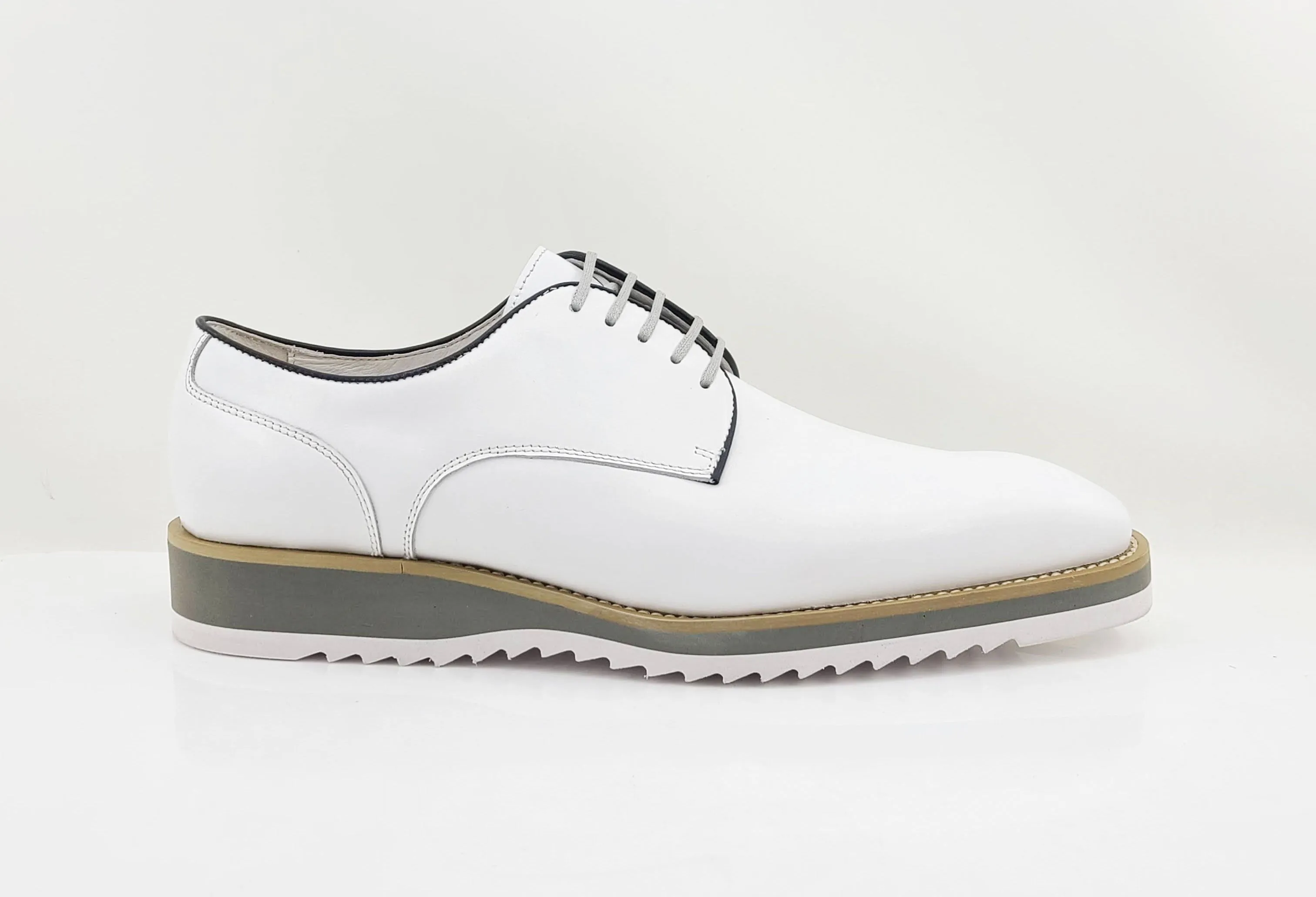 Burnished Calfskin Lace-Up Shoe White