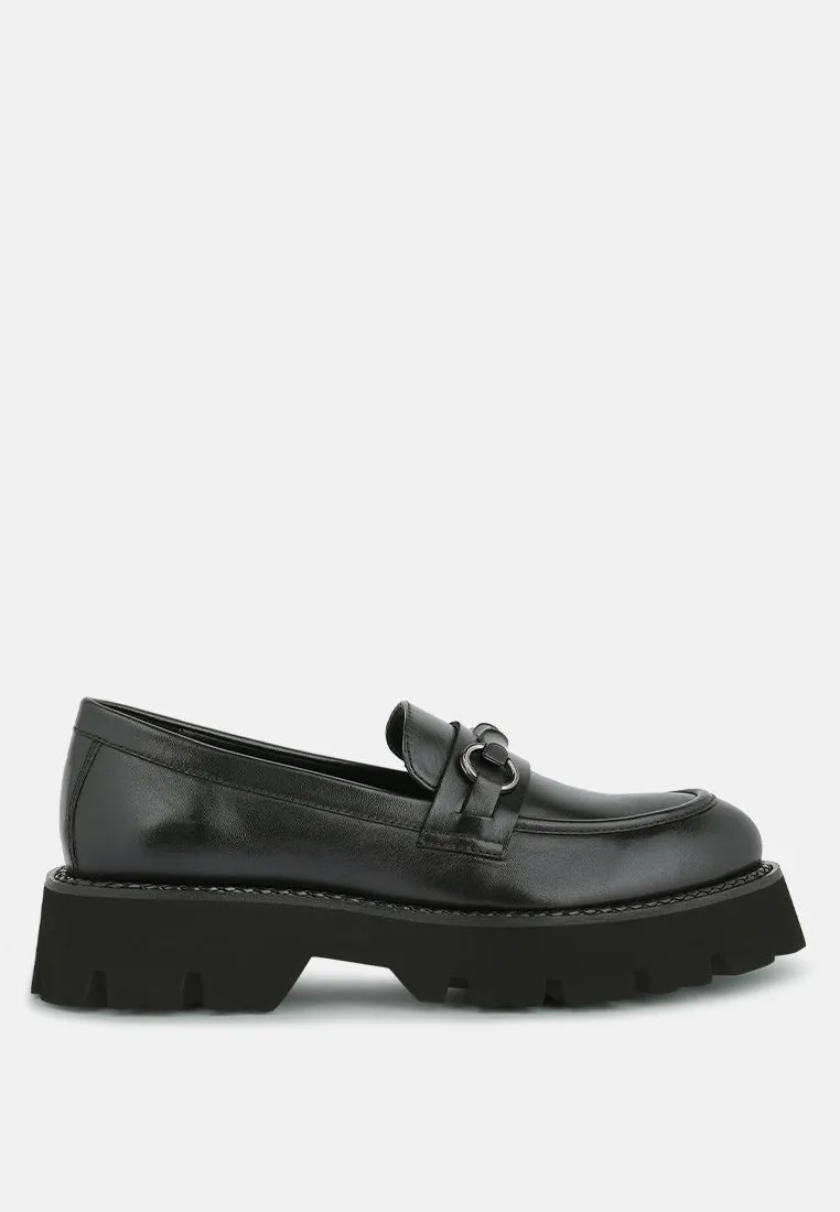 CHEVIOT Black Chunky Leather Loafers