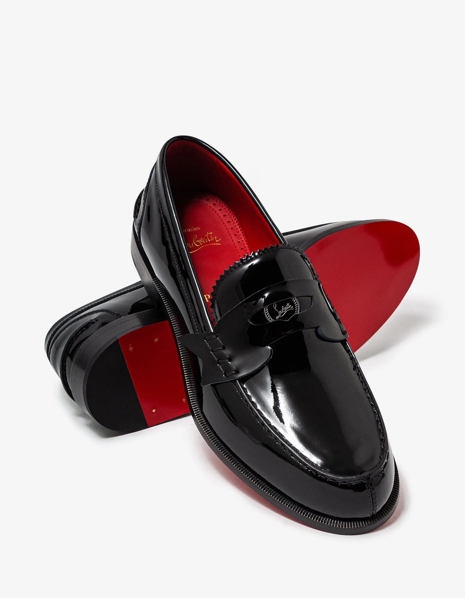 Christian Louboutin Penny Flat Black Patent Loafers -