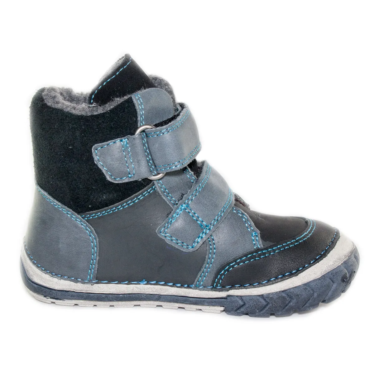 D.D. Step toddler boy shoes/winter boots with faux fur insulation grey with blue truck size US 4-8