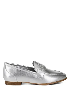 Eden Ode Rhinestone Strap Metallic Loafers