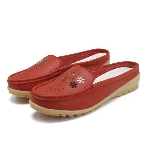 Embroidery Loafers Soft Flats Slip On Casual Shoes