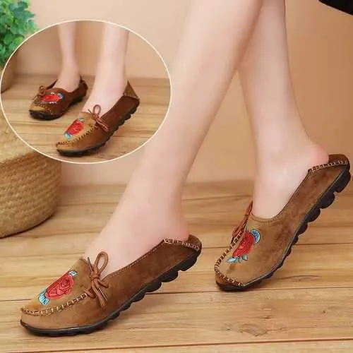 Flat Loafers Soft Comfortable Embroidery Shoes