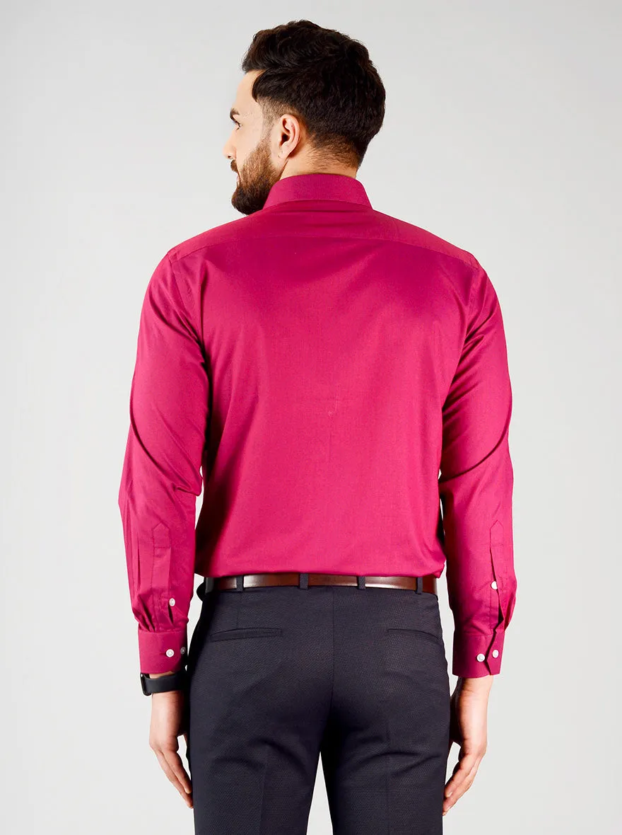 Fuschia Pink Self Design Regular Fit Formal Shirt | Greenfibre