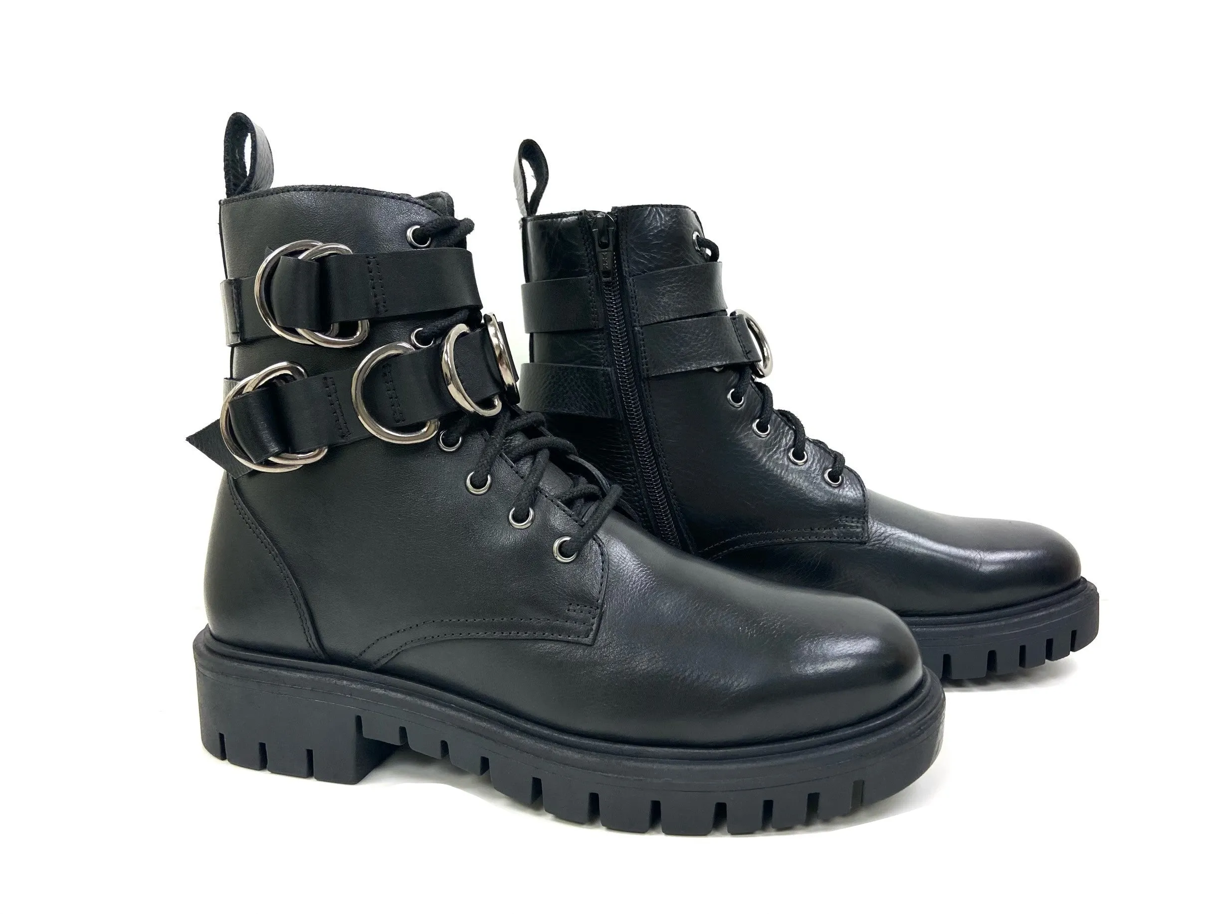 Ivy Black Ringed Combat Boot