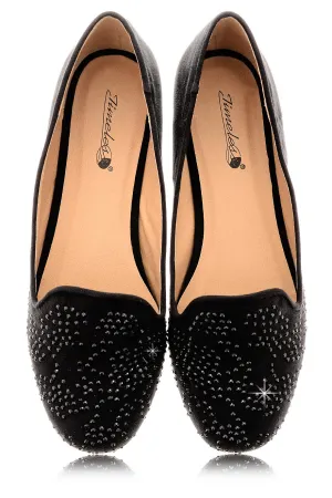 Stylish Black Rhinestone Loafers by KENDRA for Women