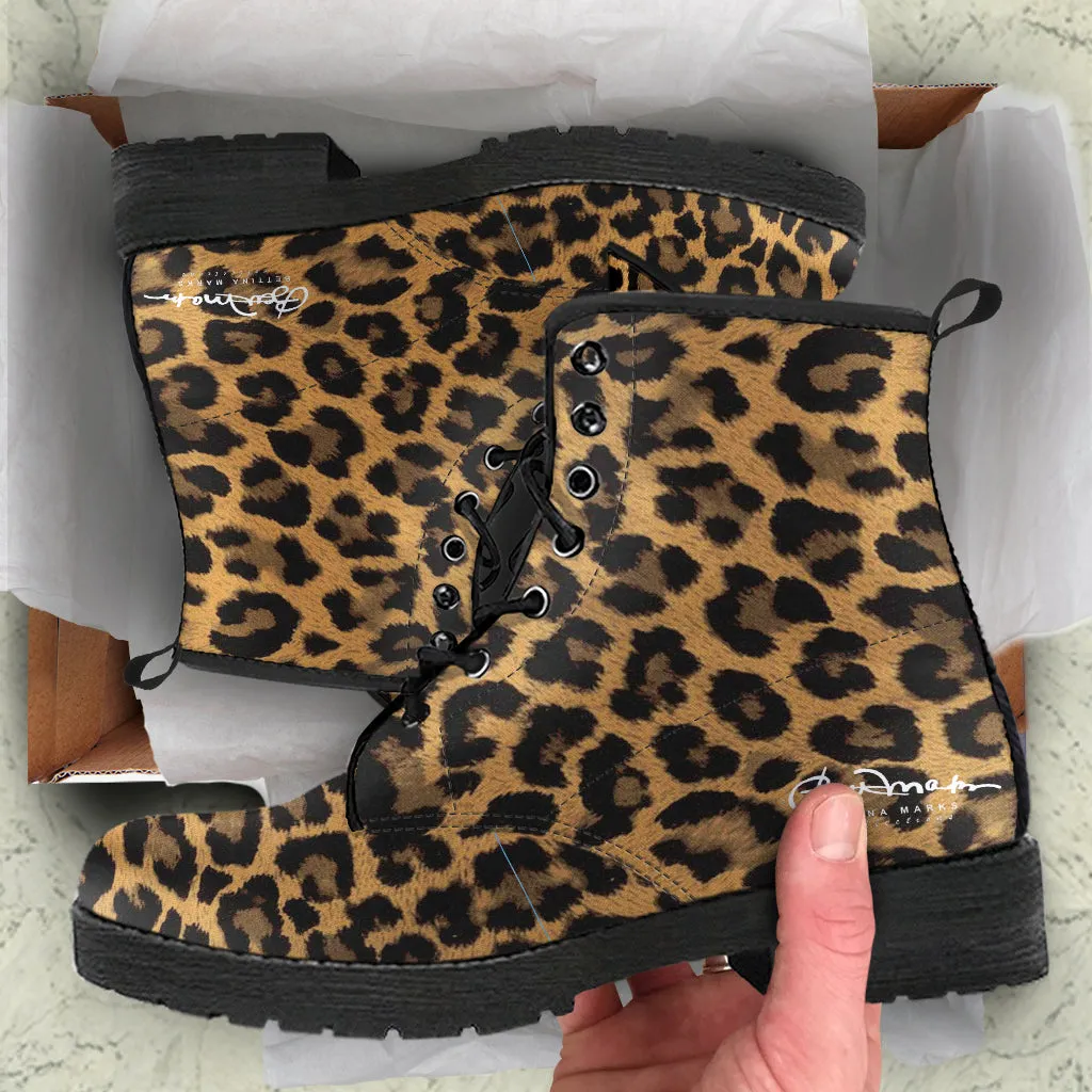 Leopard Leather Boots (Vegan)