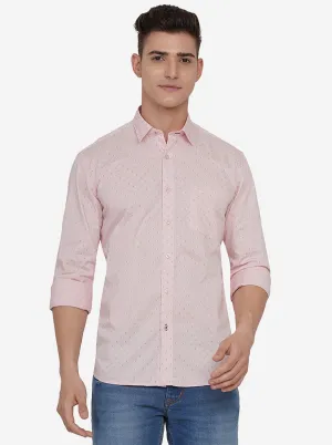 Light Pink Printed Slim Fit Casual Shirt | JadeBlue