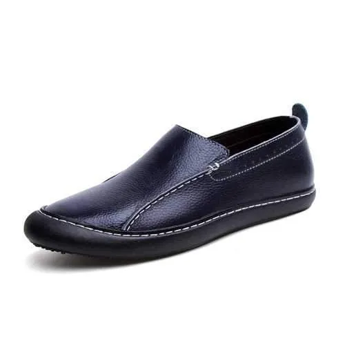 Men Leather Casual Outdoor Slip On Soft Fashion Flat Loafers