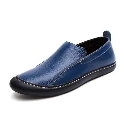 Men Leather Casual Outdoor Slip On Soft Fashion Flat Loafers