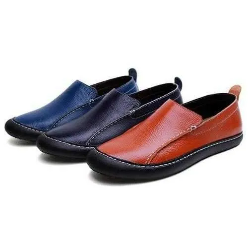 Men Leather Casual Outdoor Slip On Soft Fashion Flat Loafers