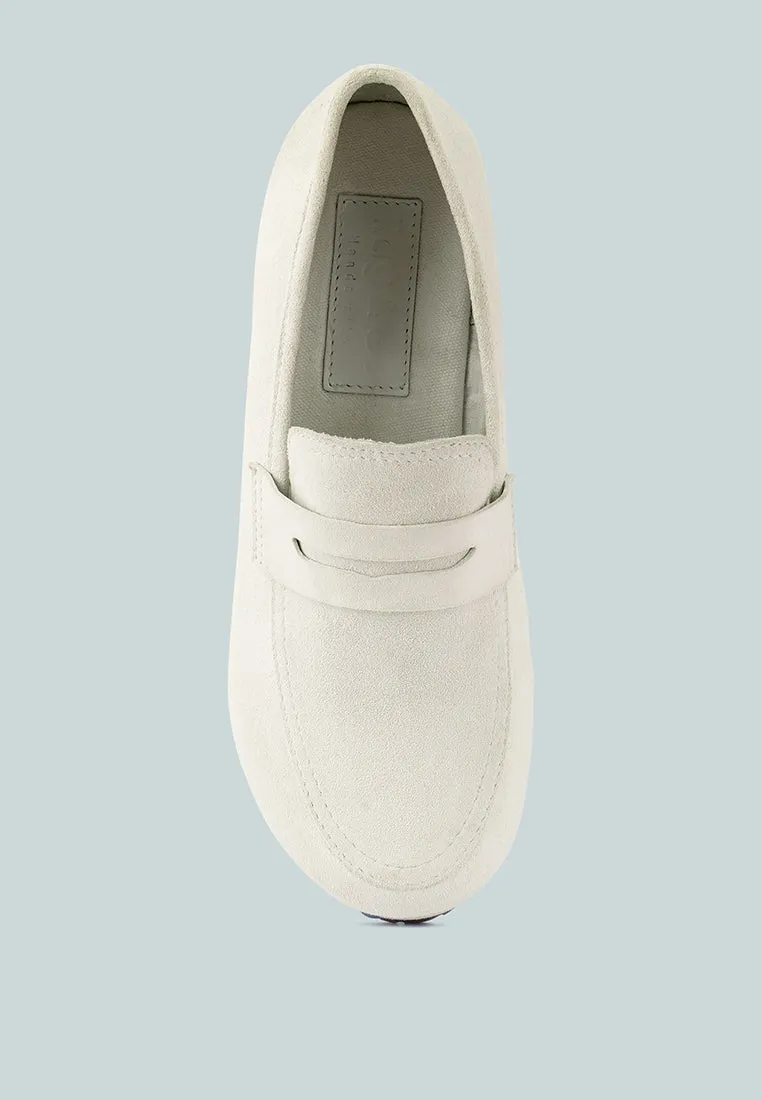 OSAGE White Clogs Loafers in Fine Suede