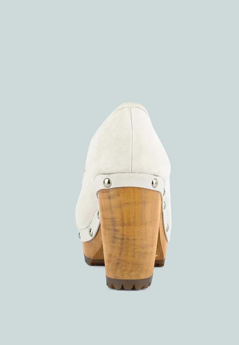 OSAGE White Clogs Loafers in Fine Suede