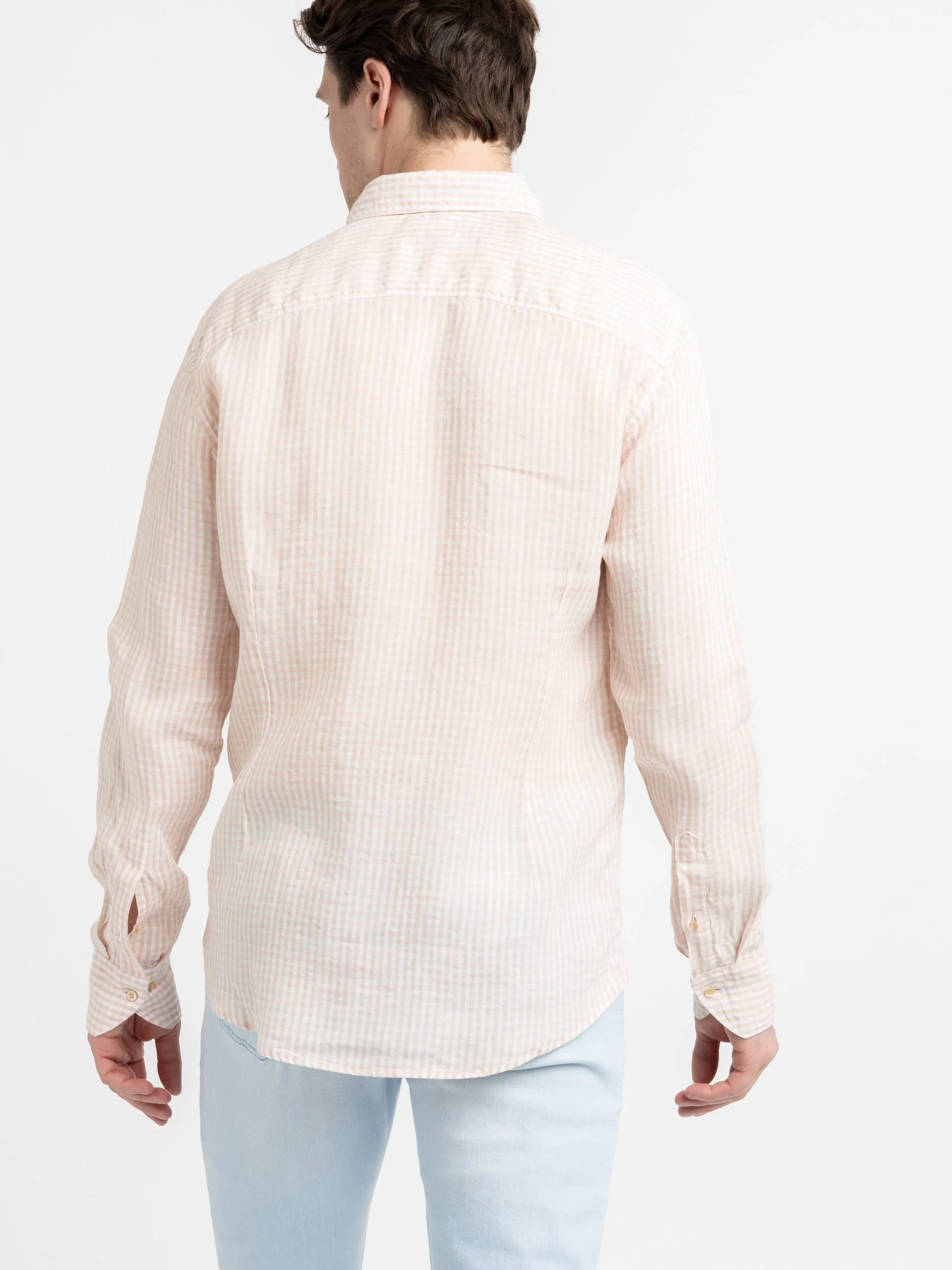 Pink Checked Linen Shirt