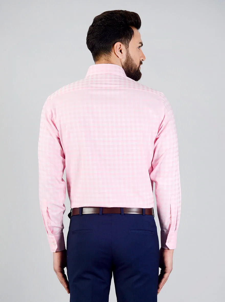 Rose Pink Checked Regular Fit Formal Shirt | JadeBlue