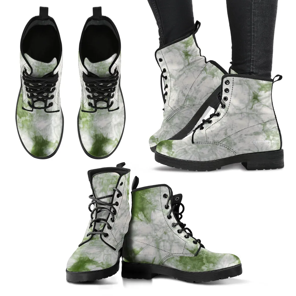 Sage Tie Dye Leather Boots (Vegan)