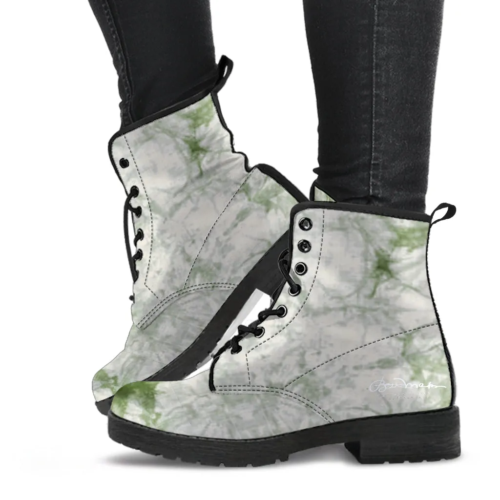 Sage Tie Dye Leather Boots (Vegan)