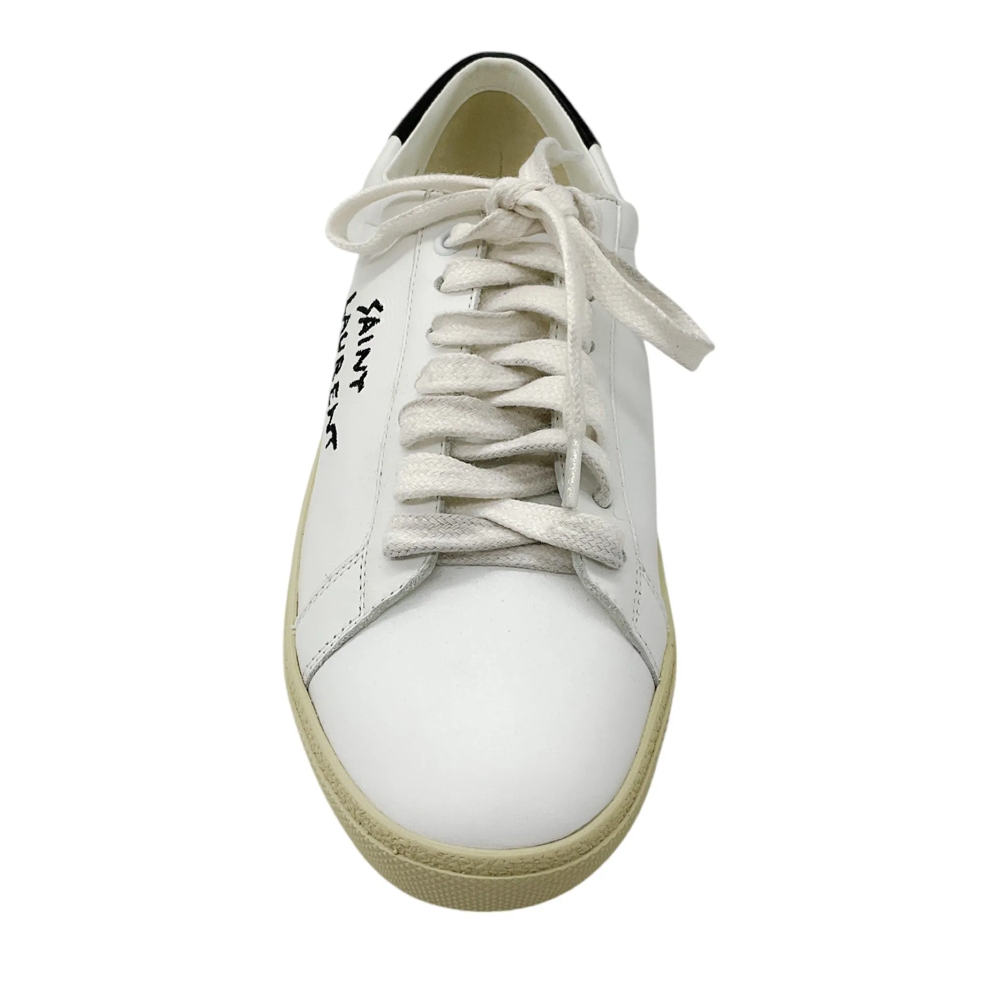 Saint Laurent White / Black Court Classic Embroidered Sneakers