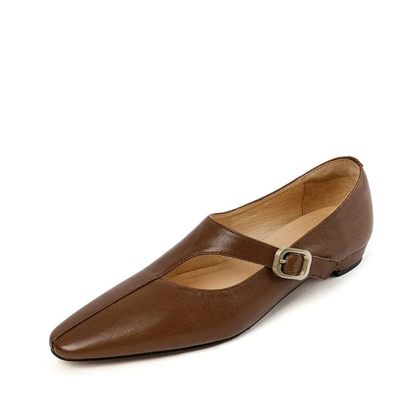 Soft Leather Flat Slip on Flats for Women Handmade Brown/Coffee