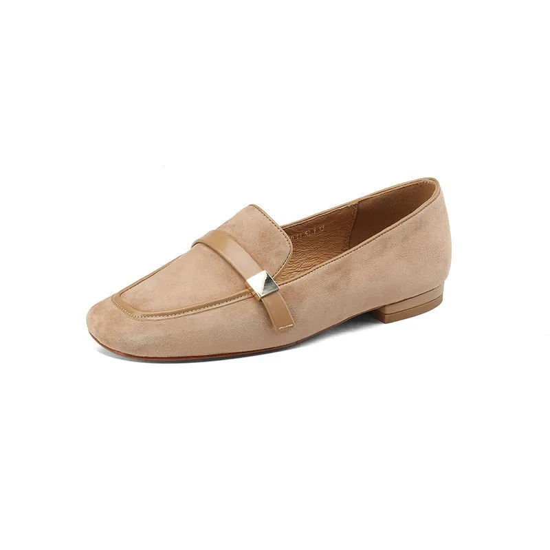 Soft Leather Loafers for Women in Black/Apricot