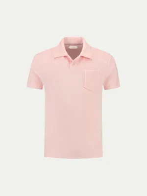 Soft Pink Terry Towelling Polo Shirt