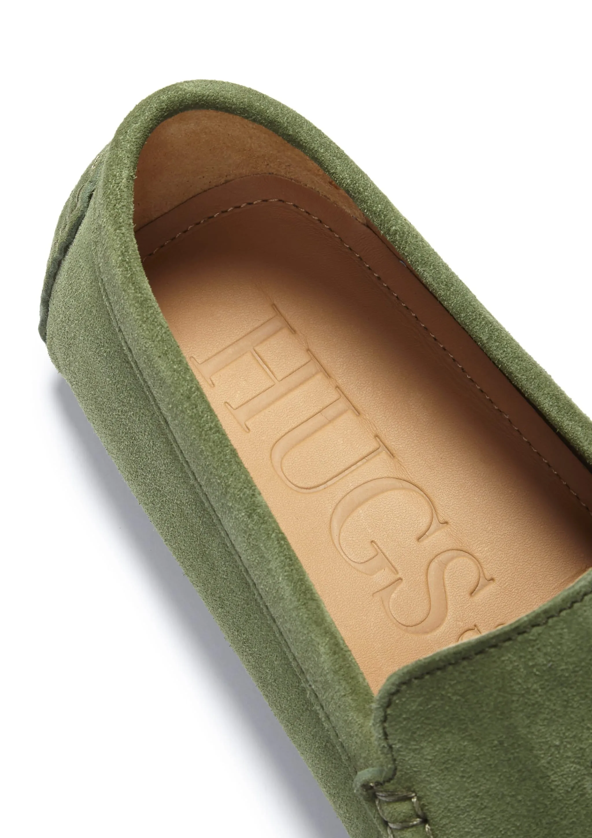 Tasselled Driving Loafers, safari green suede