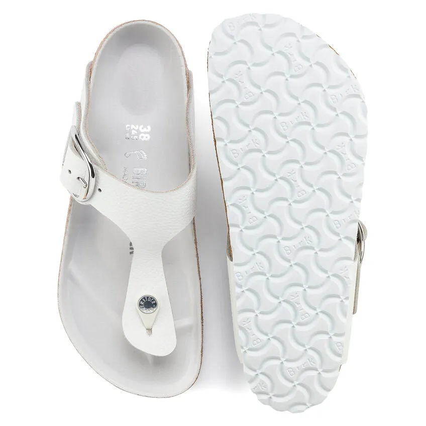 WOMEN'S BIRKENSTOCK GIZEH BIG BUCKLE SANDAL | WHITE LEATHER